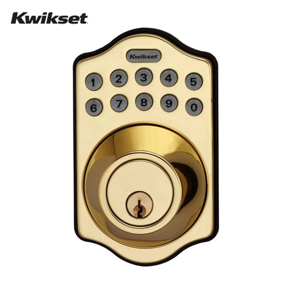 Kwikset Arch Electronic Deadbolt with Lighted Keypad (Polished Brass)