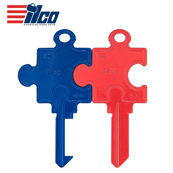 ILCO – Red Blue Puzzle Mates Key Blank – SC1 / KW11 / WR5