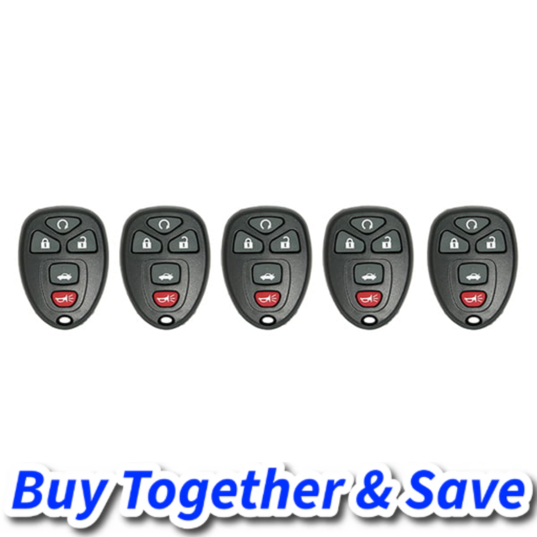 Bundle of 5 / 2004-2012 GM / 5-Button Keyless Entry Remote / FCC ID: KOBGT04A / PN: 22733524 (Aftermarket)