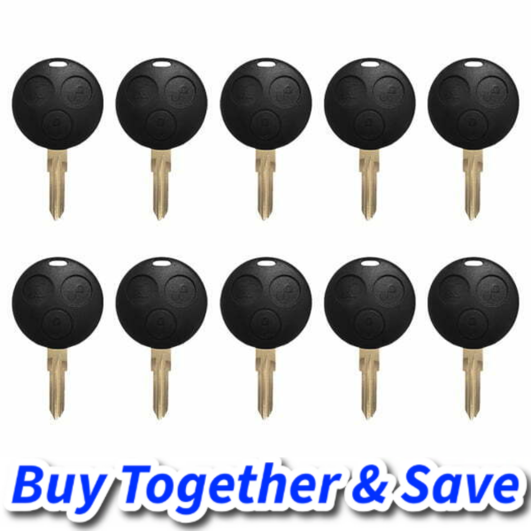 Bundle of 10 / 1998-2006 Smart Fortwo / 3-Button Remote Head Key / PN: A4508200297 / A4508200397 / 433MHz (Aftermarket)