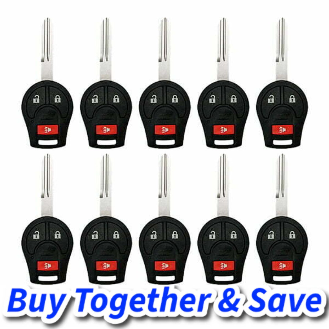 Bundle of 10 / 2003-2019 Nissan / 3-Button Remote Head Key / FCC ID: CWTWB1U751 (Aftermarket)