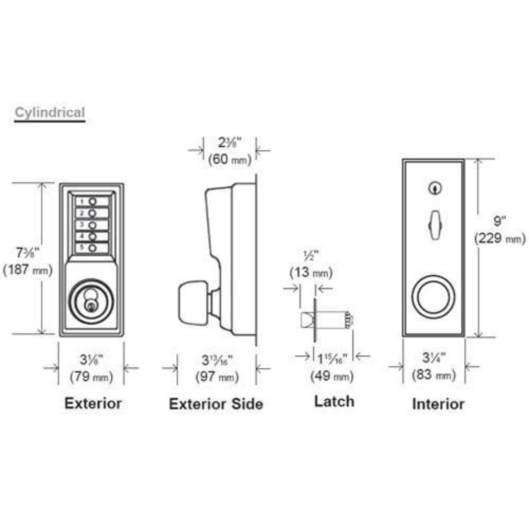 Simplex 1011 Pushbutton Cylindrical Lock w/ Knob Combination Entry Only – 26D – Satin Chrome