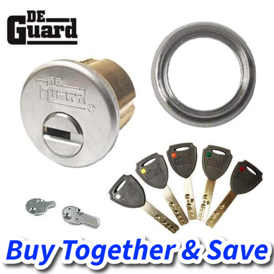 (BUNDLE OF 4) DeGuard High Security – RIM/Mortise Cylinder – 1″ – 206 Keyway – US26D – Satin Chrome