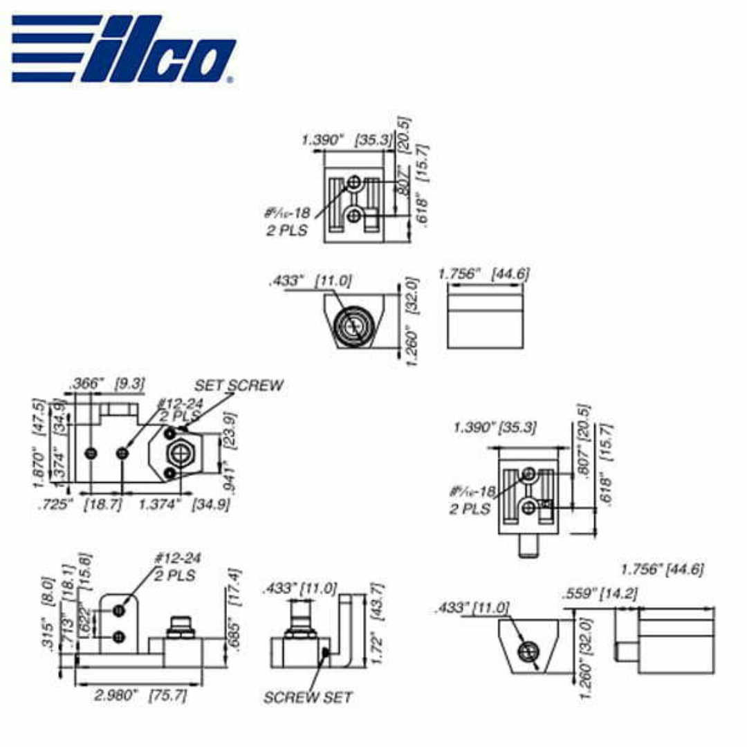 ILCO – 1/8″ Recessed Pivots Set / Left Hand / Clear