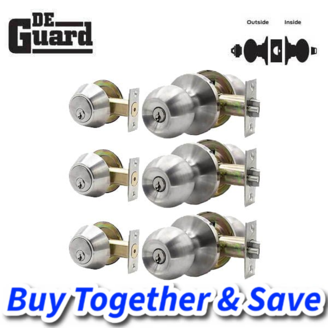 Bundle of 3 / DeGuard Premium Combo Lockset – Stainless Steel – Entrance – Grade 3 – SC1