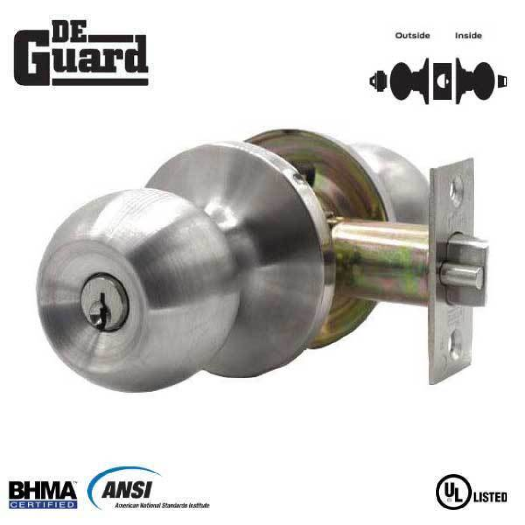 DeGuard Premium Knobset – Stainless Steel – Entrance – Grade 3 – SC1