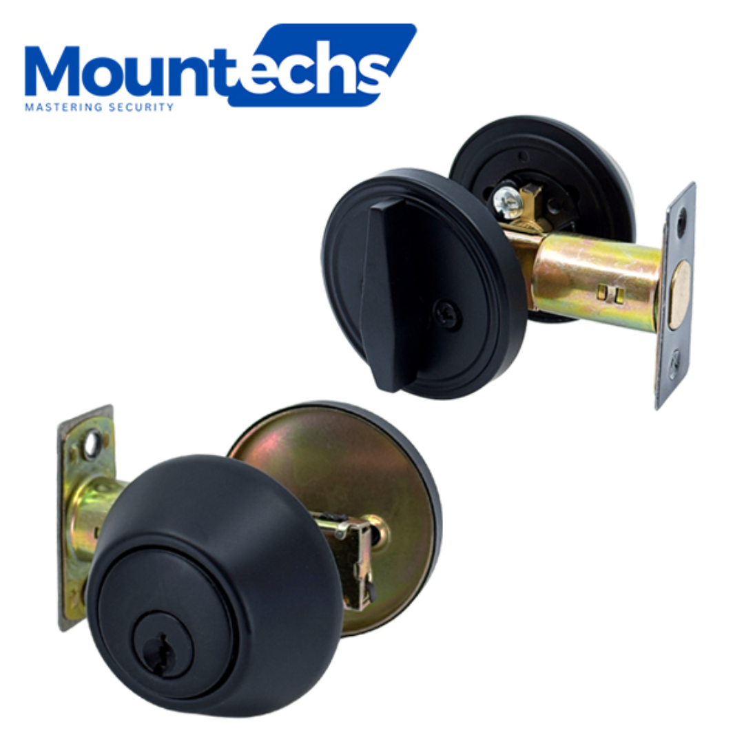 MounTechs – Grade 3 Deadbolt – Single Cylinder – SC1 Schlage – Adjustable Latch – Removable Cylinder – C19 Matte Black