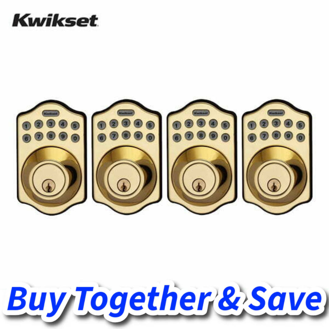 Bundle of 4 / Kwikset Arch Electronic Deadbolt with Lighted Keypad (Polished Brass)