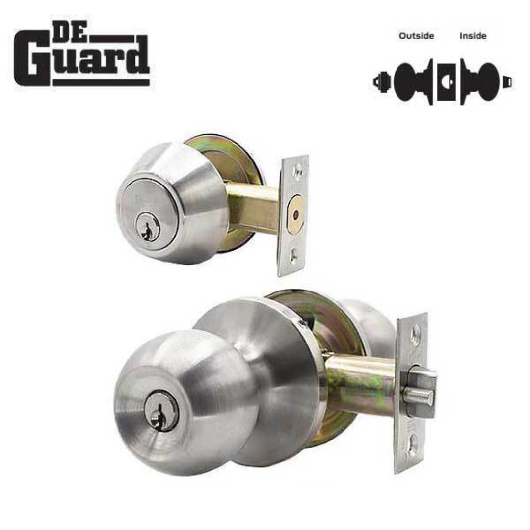 DeGuard Premium Combo Lockset – Stainless Steel – Entrance – Grade 3 – SC1