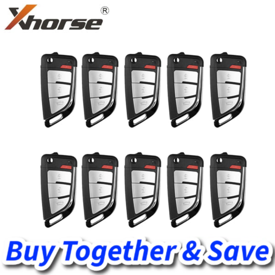 Bundle of 10 / Xhorse – Knife Style / 4-Button Universal Remote Flip Key for VVDI Key Tool / XKKF20EN (Wired)