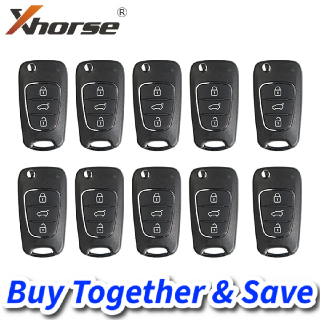 (Bundle of 10) Xhorse – Hyundai Kia Style / 3-Button Universal Remote Flip Key for VVDI Key Tool / XNHY02EN (Wireless)