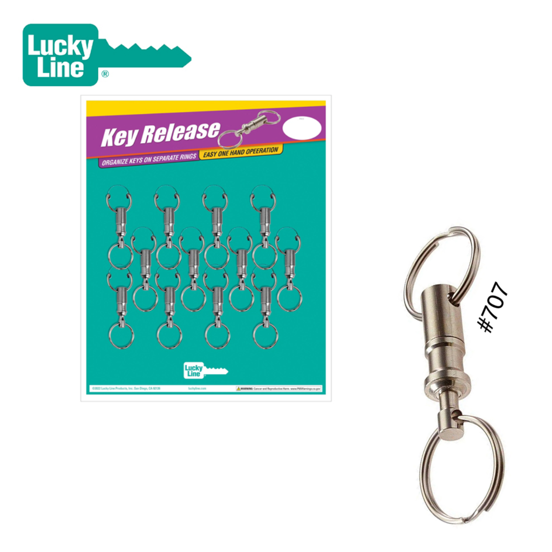 LuckyLine – Pull-Apart Key Holder – Quick Release / Nickel-Plated Brass – 12/Card / 70712