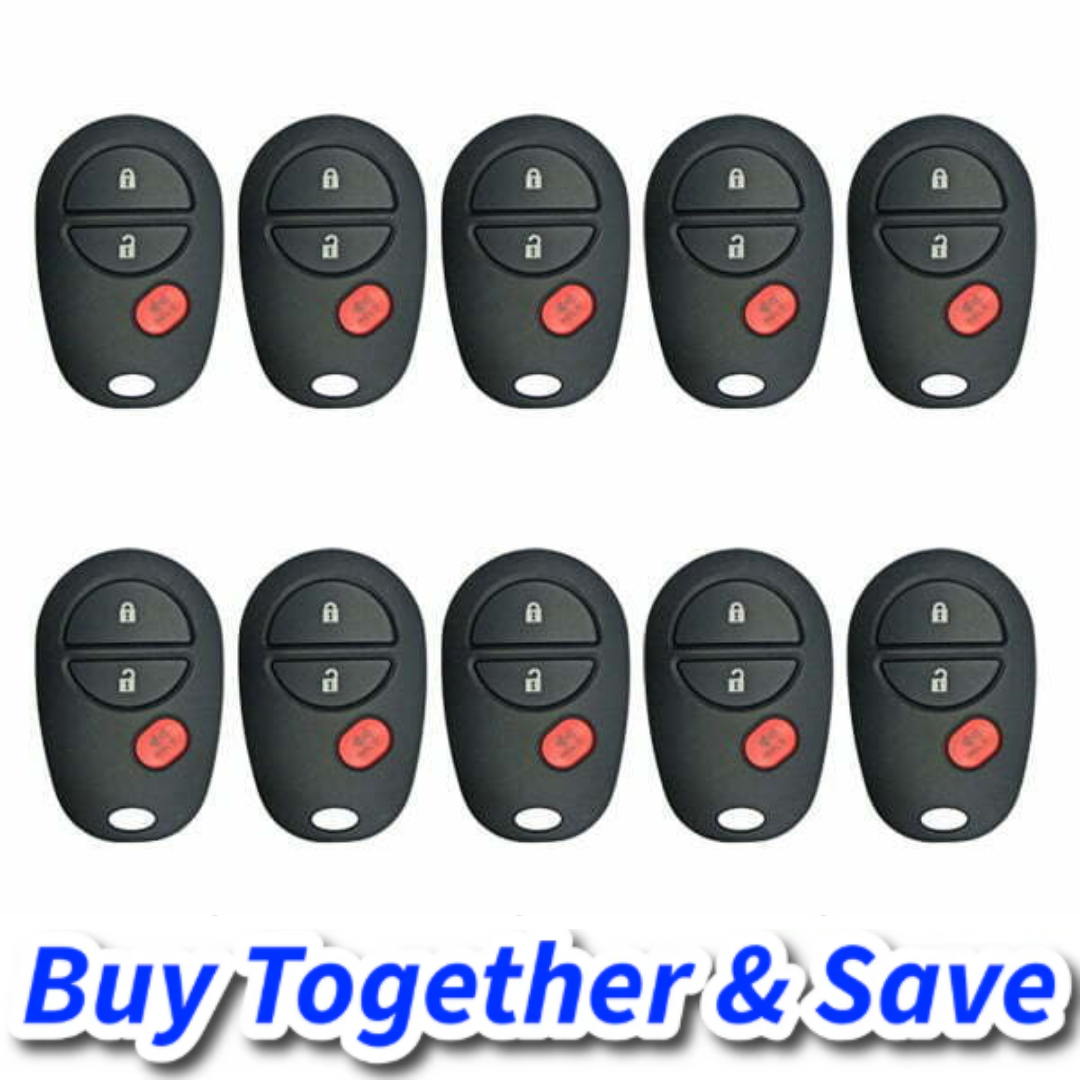 Bundle of 10 / 2004-2018 Toyota / 3-Button Keyless Entry Remote / PN: 89742-AE010 / FCC ID: GQ43VT20T (Aftermarket)