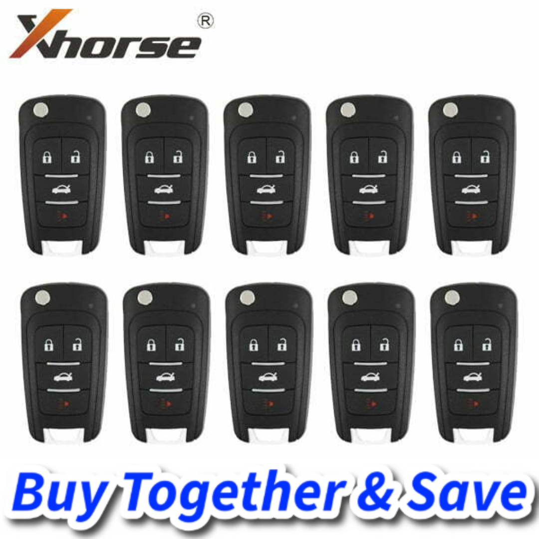 Bundle of 10 / Xhorse – GM Style / XNBU01EN / 4-Button Flip Remote Key for VVDI Key Tool (Wireless)
