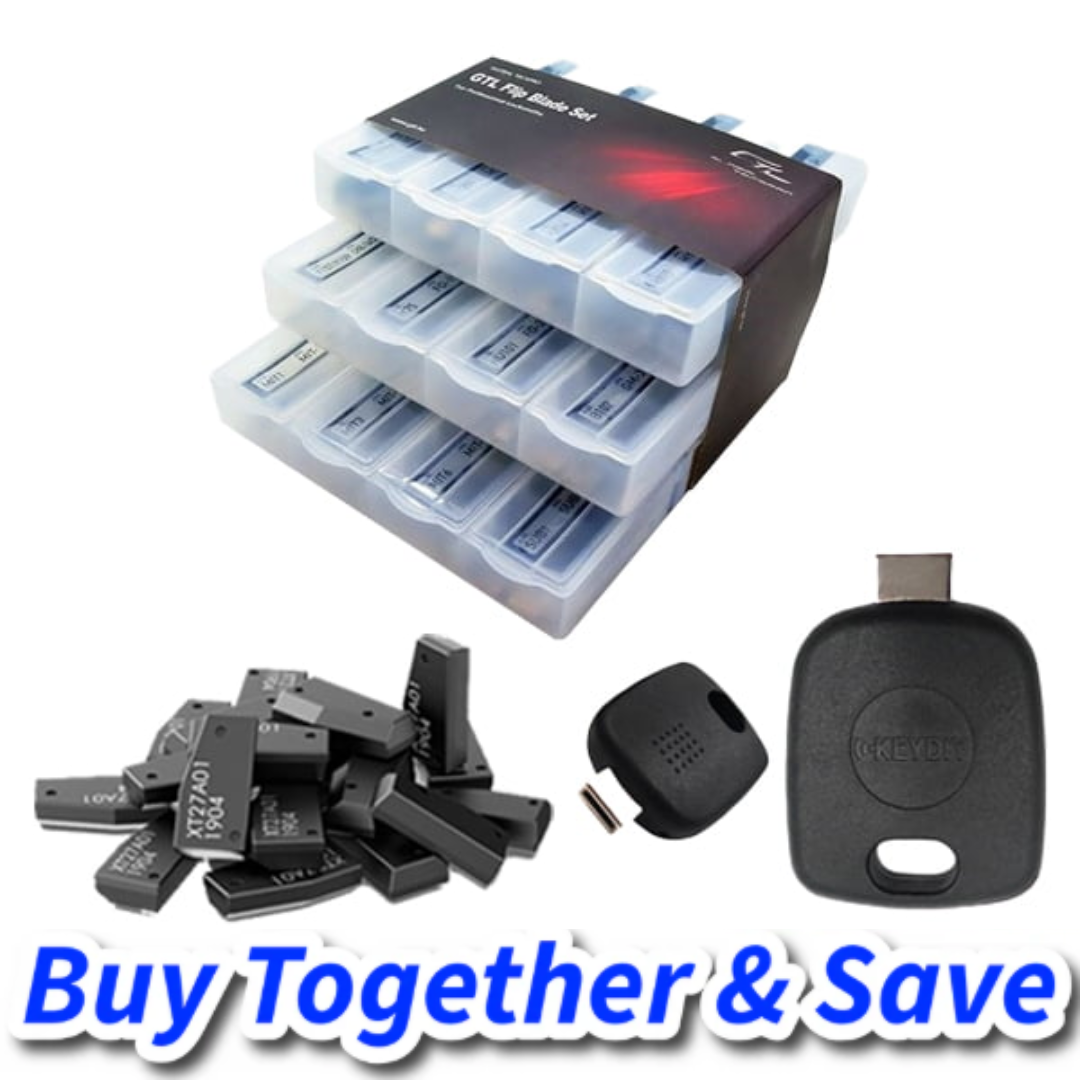 Kickstart Bundle! GTL Universal Flip Blade Set + 20pcs KEYDIY Universal Key Shell Head + 20pcs Xhorse SUPER CHIPS XT27A
