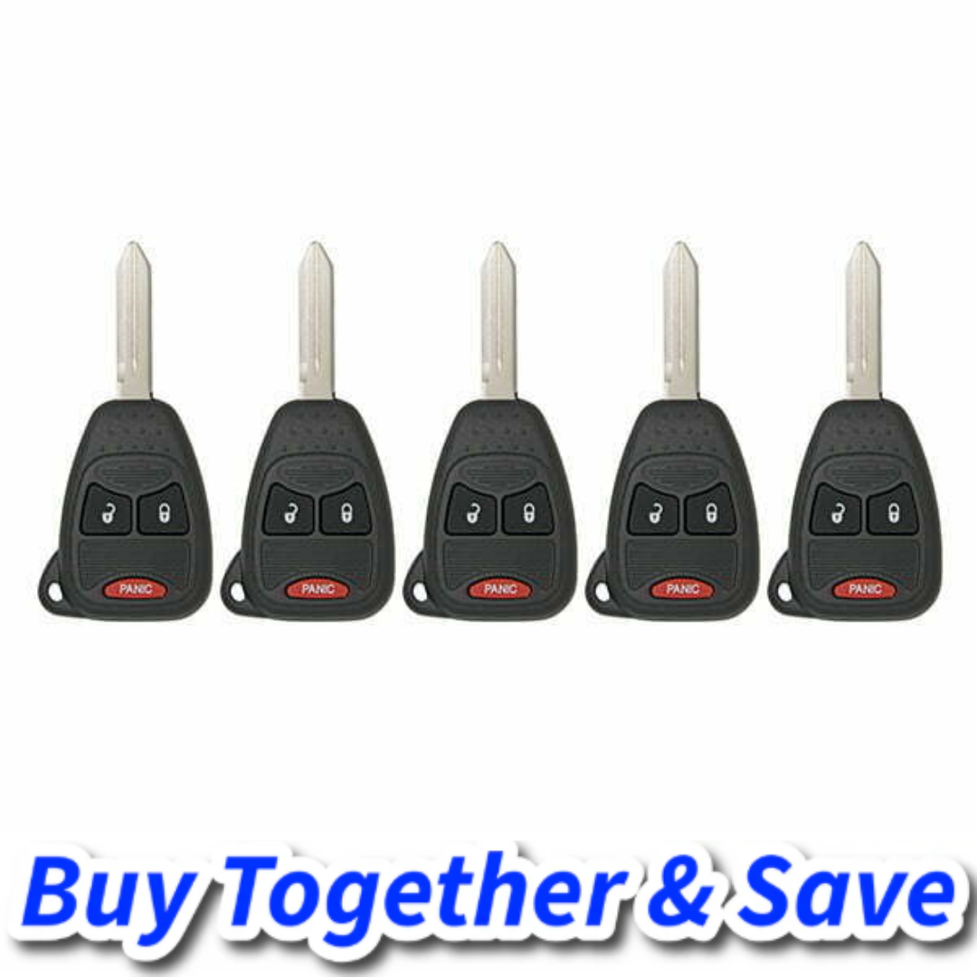 Bundle of 5 / 2004-2017 Chrysler Dodge Jeep / 3-Button Remote Head Key / OHT692427AA (Aftermarket)
