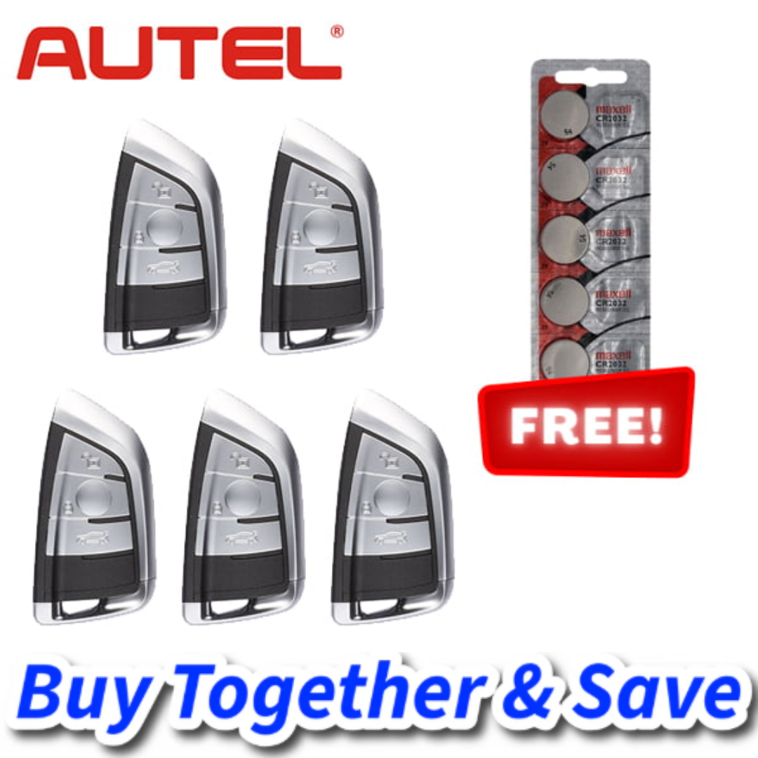 Autel Bundle of 5 + FREE CR2032 Batteries – MAXIIM IKEY BMW Style / 3-button Universal Smart Key / Razor Style (IKEYRZ3T)