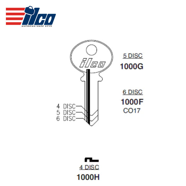 ILCO – 1000F CO17 Corbin Cabinet Key Blank