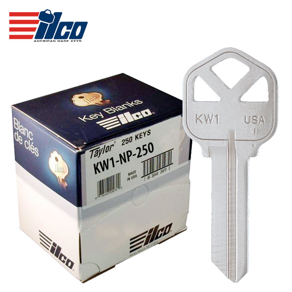 ILCO – KW1 KWIKSET Key Blank / Nickel Plate / 250 Pack / KW1-NP-250PK