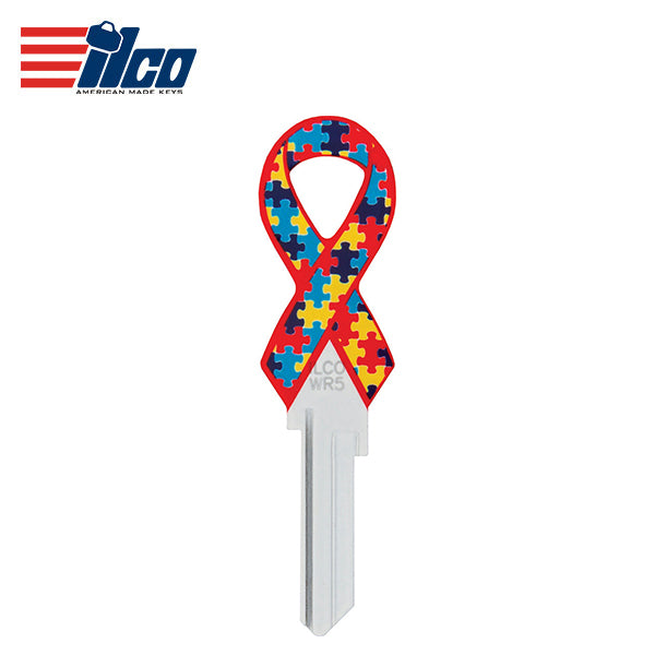 ILCO Personali-Keys® – Puzzle Ribbon / Keyways: SC1, WR5 / Individually Carded / Autism Awareness