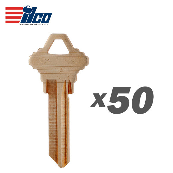 ILCO – SC4 – Schlage Key Blank – Brass / 50 Pack / SC4-BR-50PK