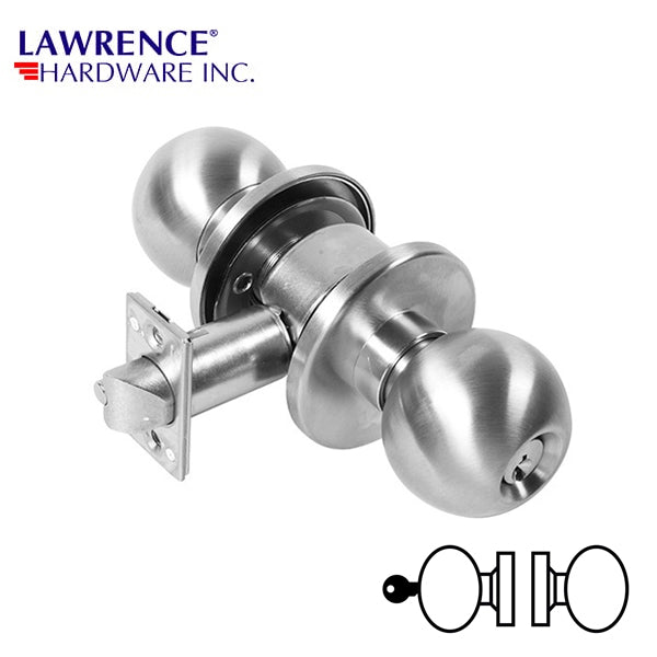 LAWRENCE HARDWARE 5000 Series – Grade 1 – Classroom Lock – 32D – Heavy Duty Ball Knob / Door Knob / LH5005