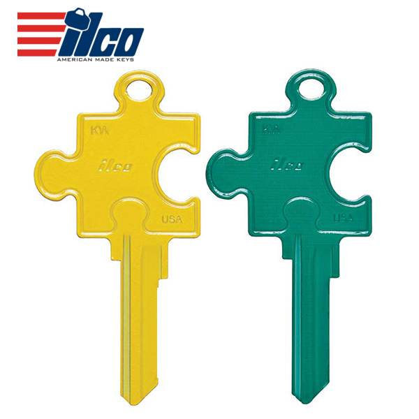 ILCO – Green Yellow Puzzle Mates Key Blank – SC1 / KW11 / WR5