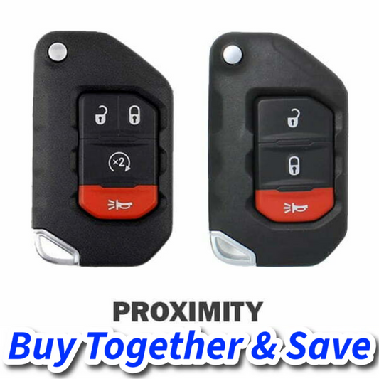 Bundle of 2 / 2018-2023 Jeep Wrangler Gladiator / 4 & 3 Button Flip Key / PN: 68416784AA, 68416782AA / OHT1130261 (Aftermarket)