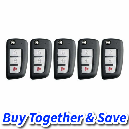 Bundle of 5 / 2014-2020 Nissan Rogue / 3-Button Flip Key / PN: 28268-4BA1A / CWTWB1G767 (Aftermarket)