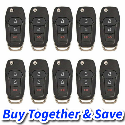 Bundle of 10 / 2015-2023 Ford / 3-Button Flip Key / PN: 164-R8130 / N5F-A08TAA (Aftermarket)