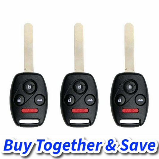 Bundle of 3 / 2008-2015 Honda Accord Pilot / 4-Button Remote Head Key / KR55WK49308 (Aftermarket)