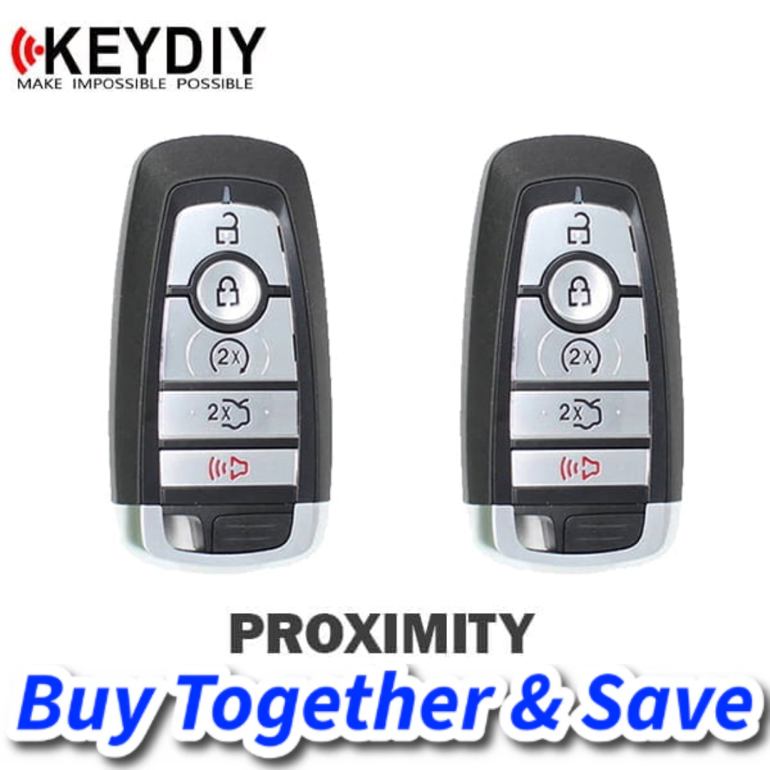Bundle of 2 / KEYDIY – Ford Style / 5-Button Universal Smart Key w/ Proximity Function (KD-ZB21-5)