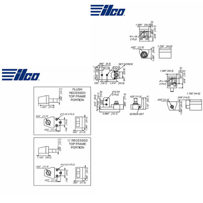 ILCO – 1/8″ Recessed Pivots Set / Right Hand / Dark Bronze
