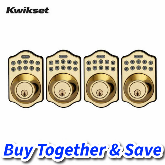 Bundle of 4 / Kwikset Arch Electronic Deadbolt with Lighted Keypad (Polished Brass)