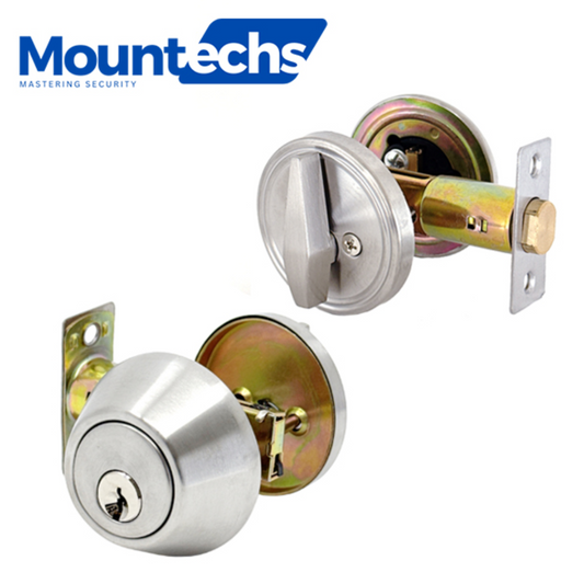 MounTechs – Grade 3 Deadbolt – Single Cylinder – SC1 Schlage – Adjustable Latch – Removable Cylinder – C32D Stainless Steel