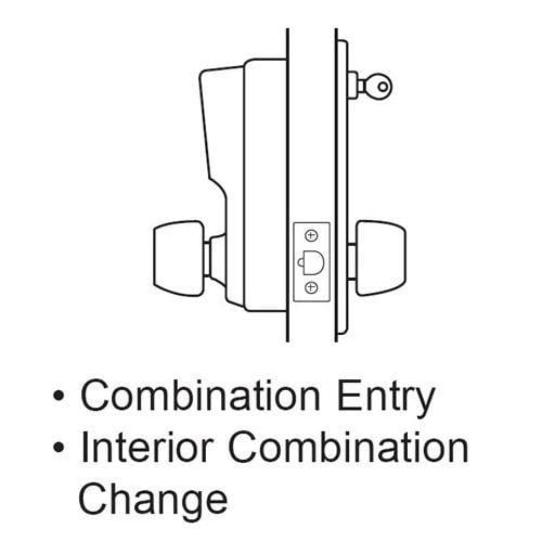 Simplex 1011 Pushbutton Cylindrical Lock w/ Knob Combination Entry Only – 26D – Satin Chrome