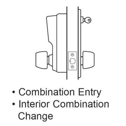 Simplex 1011 Pushbutton Cylindrical Lock w/ Knob Combination Entry Only – 26D – Satin Chrome
