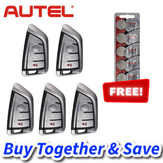 Autel Bundle of 5 + FREE CR2032 Batteries – BMW Style / 4-button Universal Smart Key / Razor Style (IKEYRZ4TP)