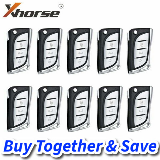 Bundle of 10 / Xhorse – Lexus Style / 3-Button Universal Flip Key / XKLEX0EN (Wired)