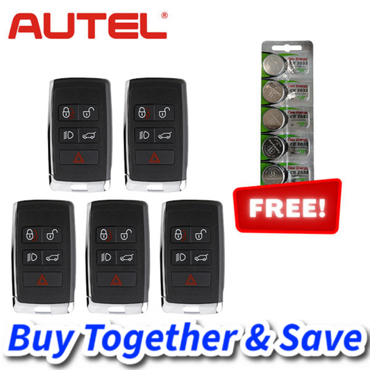 Autel Bundle of 5 + FREE CR2032 Batteries – MAXIIM IKEY Land Rover Style 5-Button Universal Smart Key / IKEYLR5TPA
