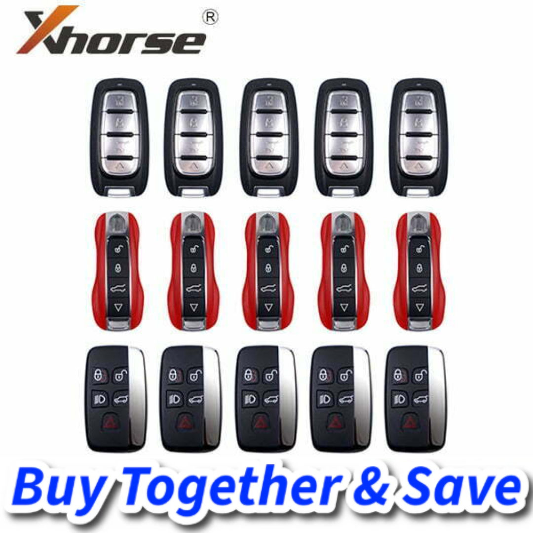 Bundle of 15 *New Style* Remotes – 5 x Porsche Style, 5 x Chrysler Style, 5 x Jaguar Land Rover / Universal Smart Key / XM38 / XSPS01EN, XSLR01EN, XSCH01EN