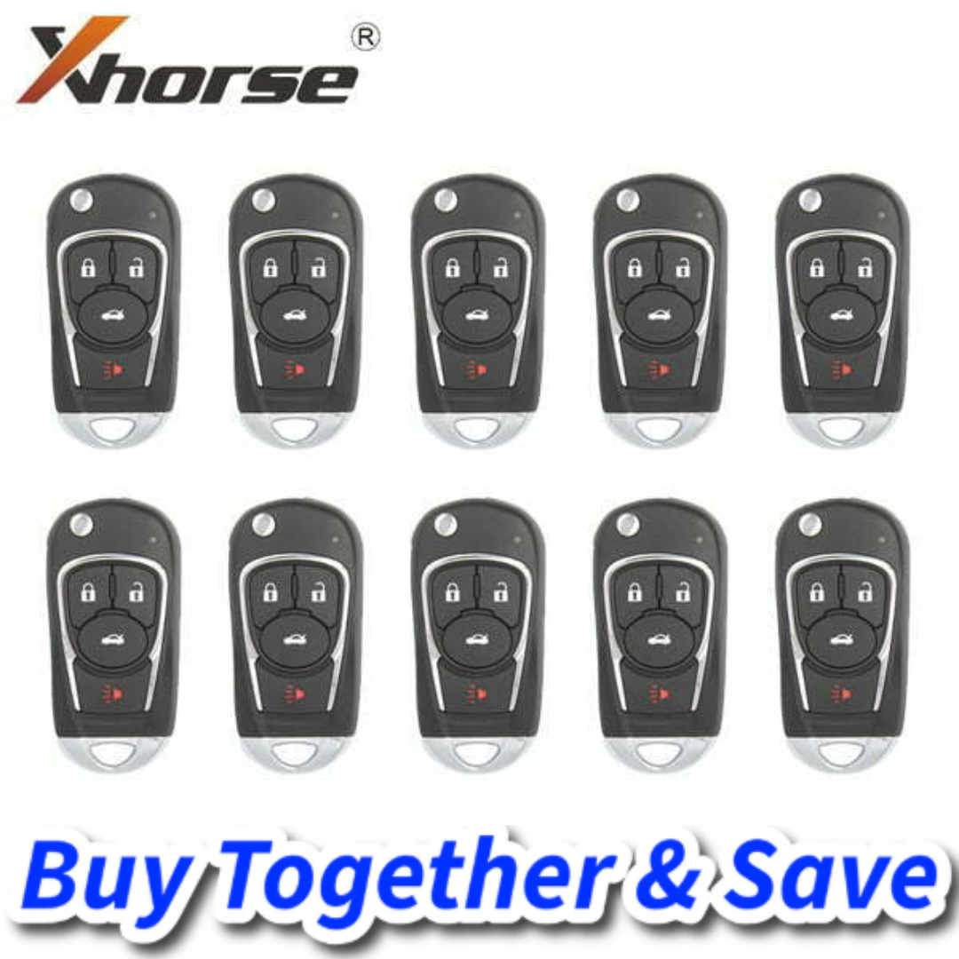 Bundle of 10 / Xhorse – Buick Style / 4-Button Universal Remote Key for VVDI Key Tool / XKBU02EN (Wired)