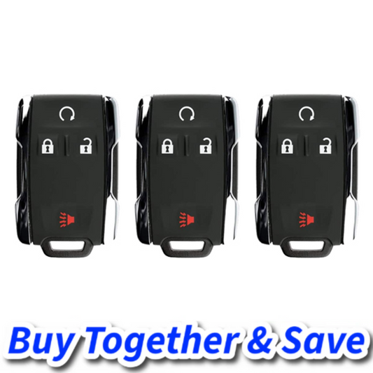 Bundle of 3 / 2014-2019 Chevrolet / GMC / 4-Button Keyless Entry Remote / PN: 22881480 / FCC ID: M3N32337100 / Chrome (Aftermarket)