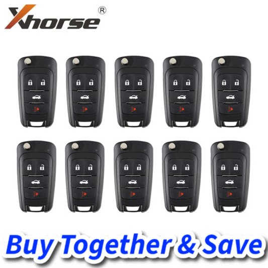 Bundle of 10 / Xhorse – GM Style / 4-Button Universal Remote Key for VVDI Key Tool / XKBU01EN (Wired)