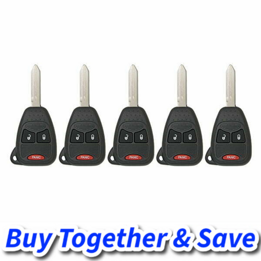 Bundle of 5 / 2004-2017 Chrysler Dodge Jeep / 3-Button Remote Head Key / OHT692427AA (Aftermarket)