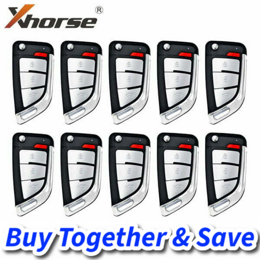 Bundle of 10 / Xhorse – Super Remote / Knife Type / 4-Button Universal Flip Key / XEKF20EN
