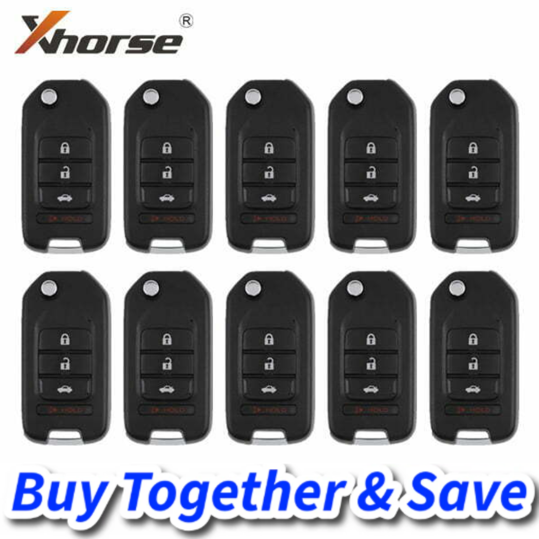 Bundle of 10 / Xhorse – Honda Style / XKHO01EN / 4-Button Universal Remote Key for VVDI Key Tool (Wired)