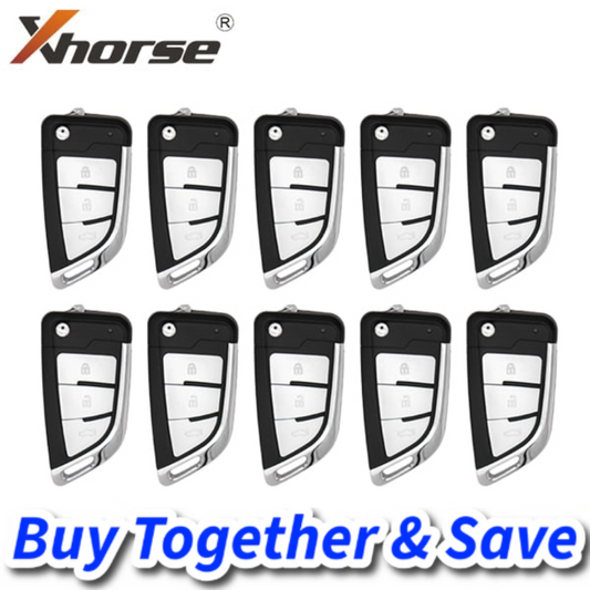 Bundle of 10 / Xhorse – Knife Style XEKF21EN / 3-Button Universal Remote Flip Key W/ Super Transponder for VVDI Key Tool VVDI2 (Wireless)