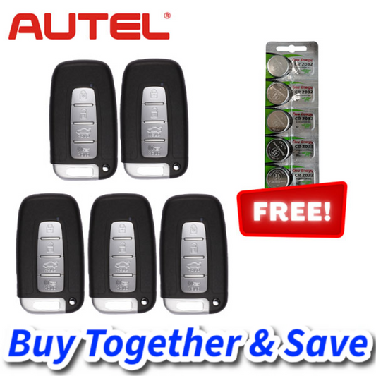 Bundle of 5 + FREE CR2032 Batteries / Autel – MAXIIM IKEY Hyundai Style / 4-Button Universal Smart Key / Premium Style (IKEYHY4TP)