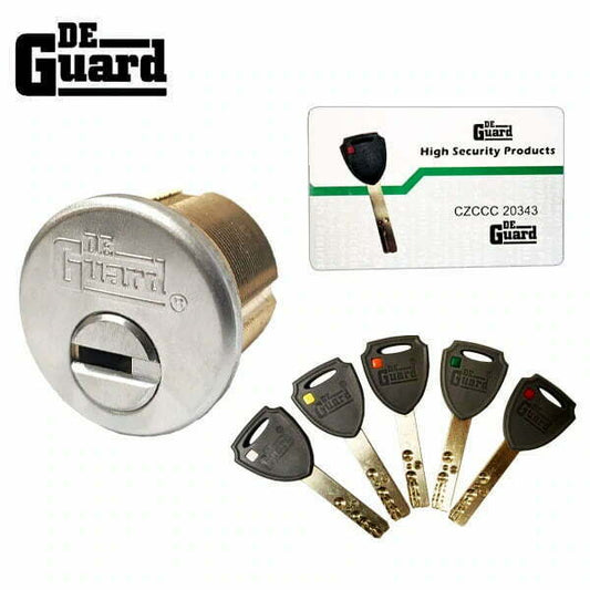 DeGuard High Security – RIM/Mortise Cylinder – 1-1/8″- 206 Keyway – US26D – Satin Chrome